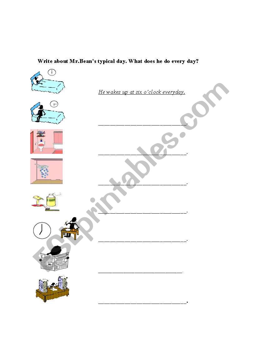 Mr.Beans typical day worksheet