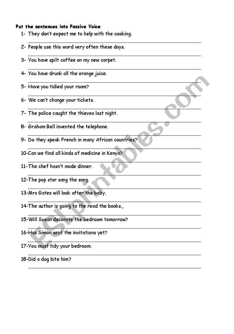 passive voice worksheet