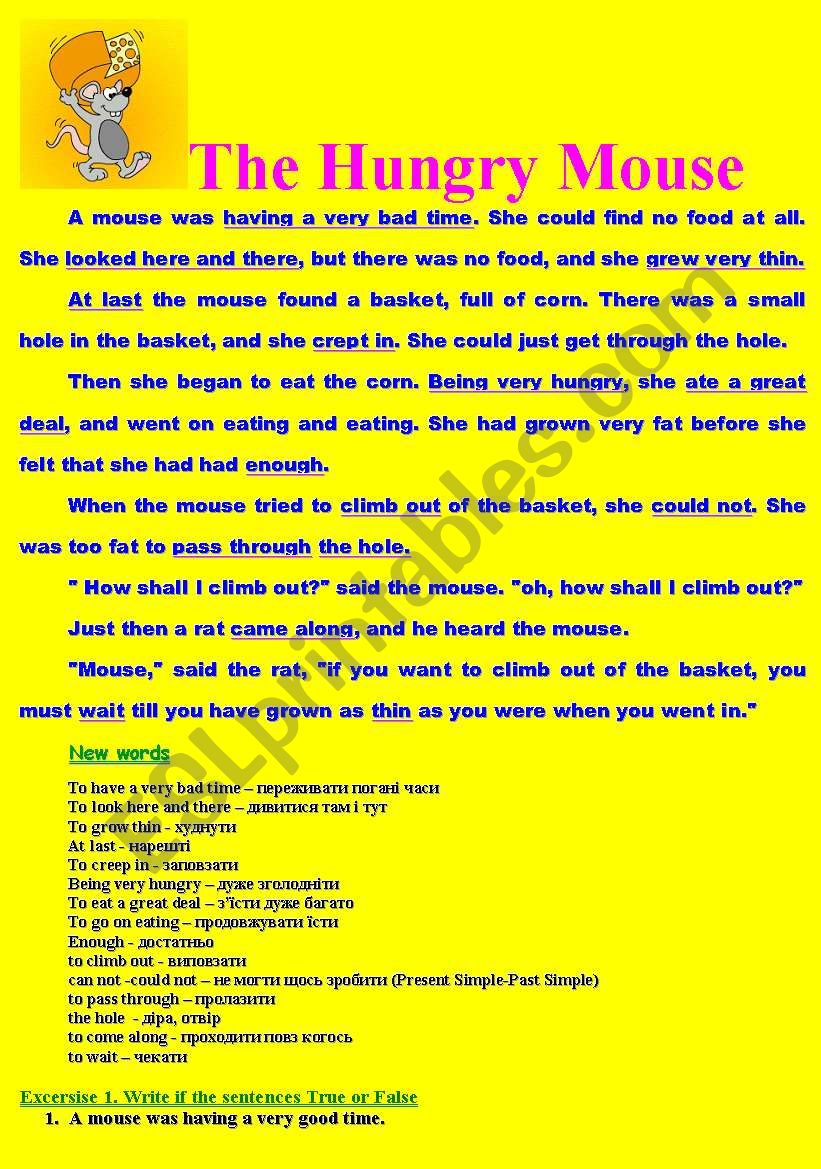 The Hungry Mouse worksheet