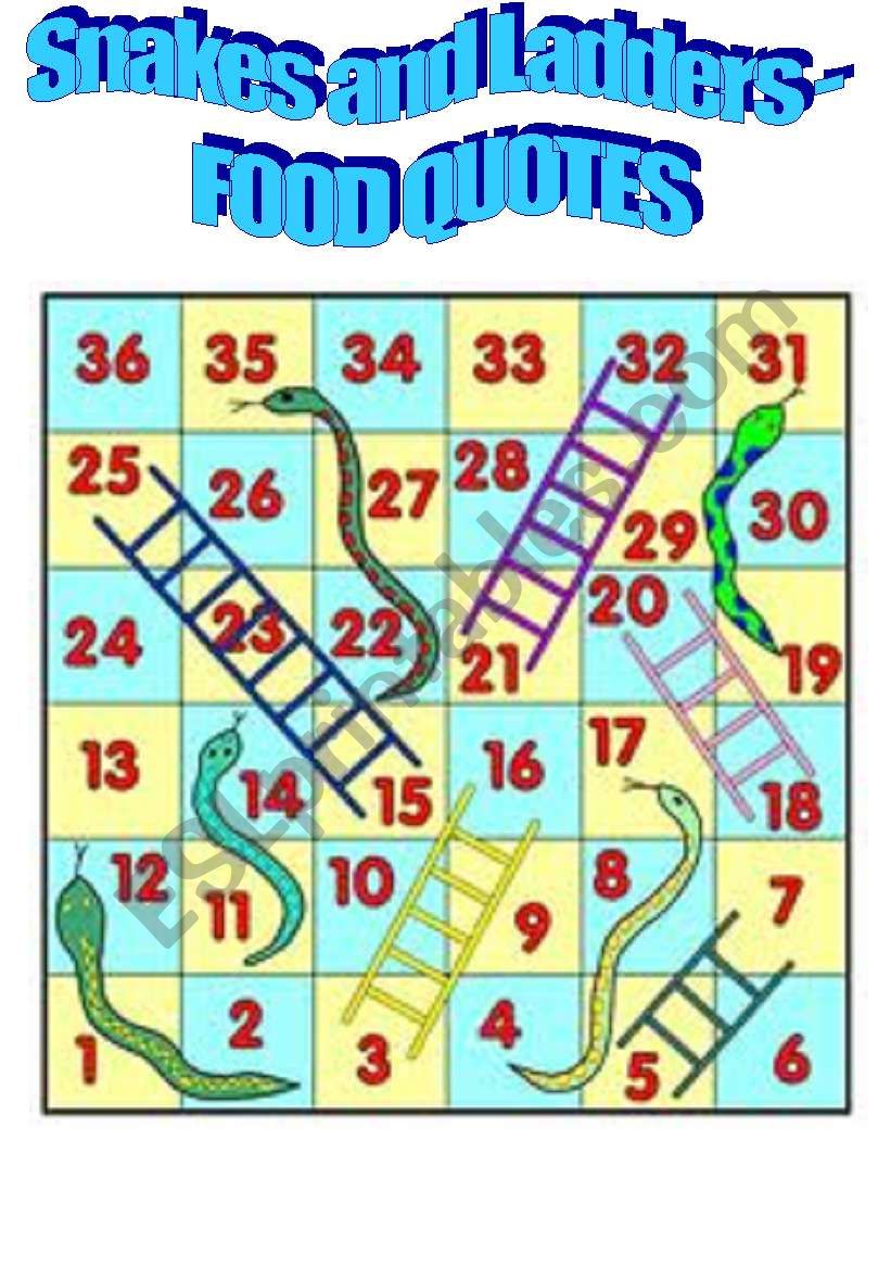 Snakes and Ladders - FOOD worksheet