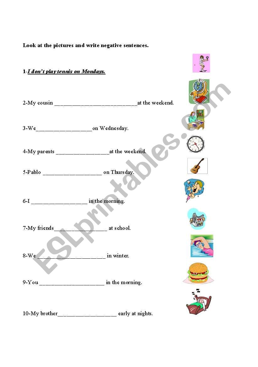 simple present negative sentences