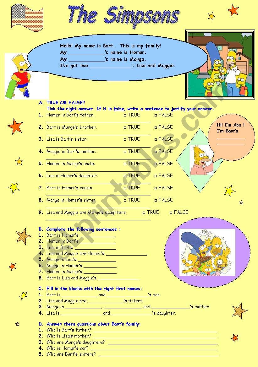 The Simpsons  worksheet