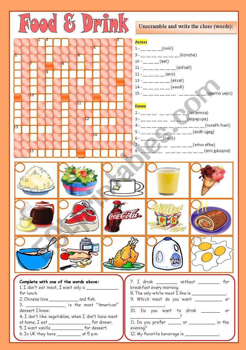 Food & Drink Activities ***editable