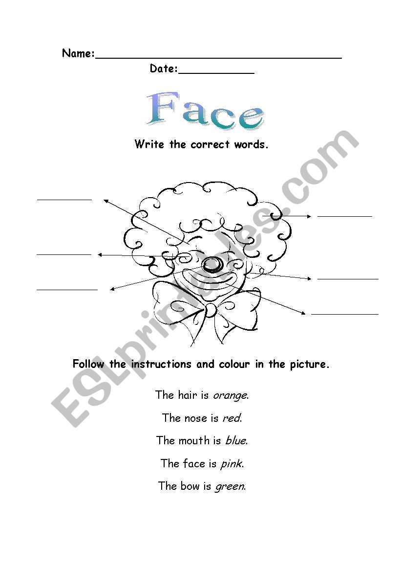 face worksheet