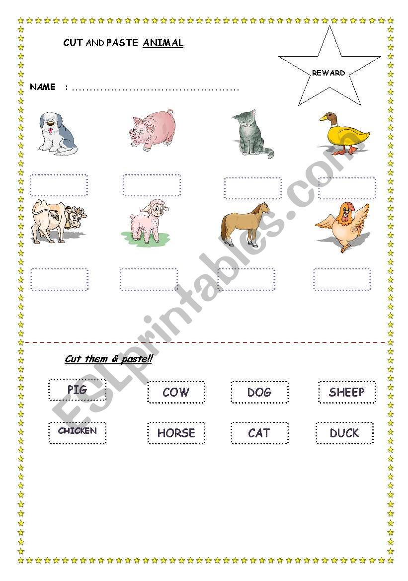 cut and paste animal worksheet