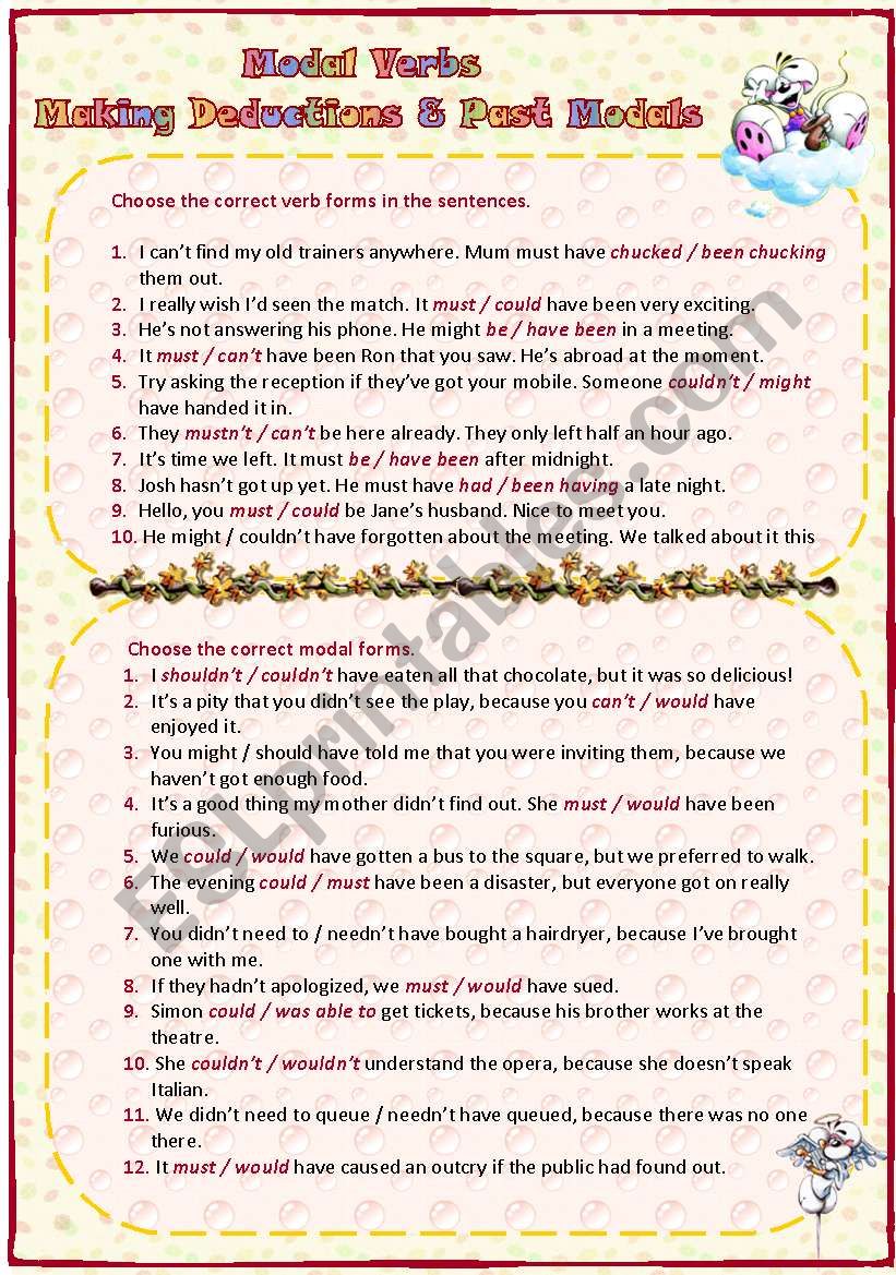 MODALS worksheet
