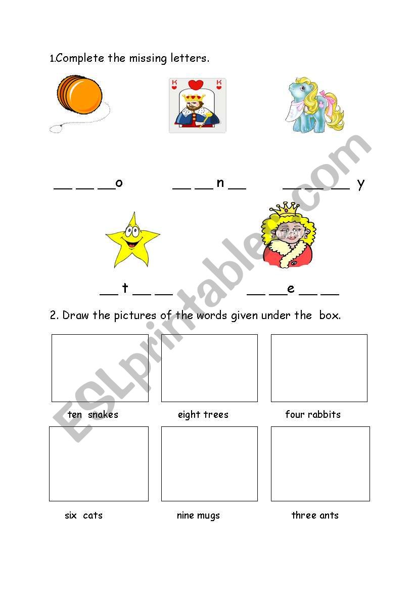 Complete the missing letters  worksheet