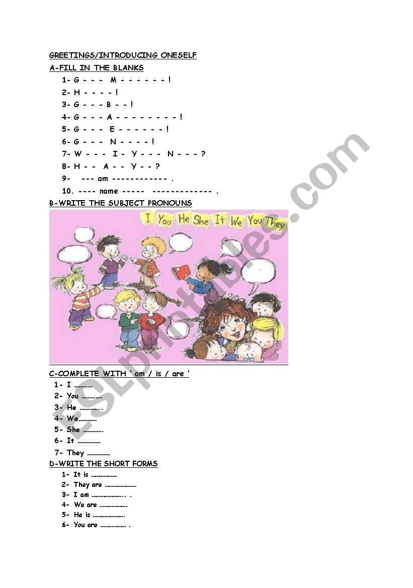 Greetings worksheet