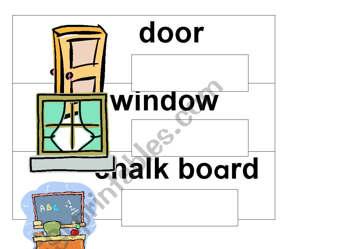 objects in the classroom worksheet