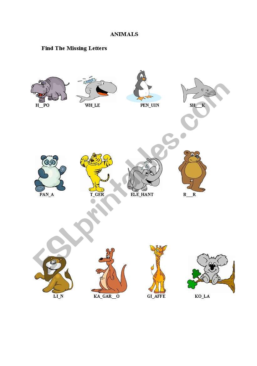 ANIMALS worksheet