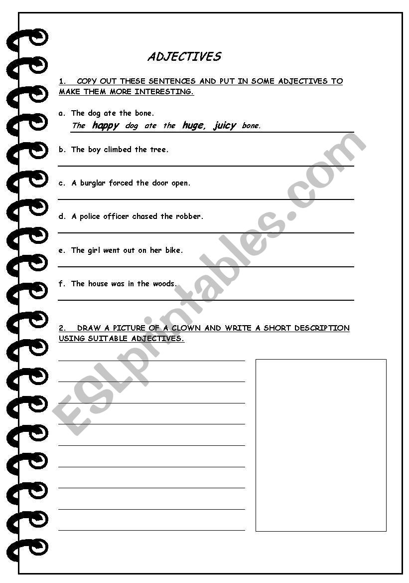 ADJECTIVES worksheet