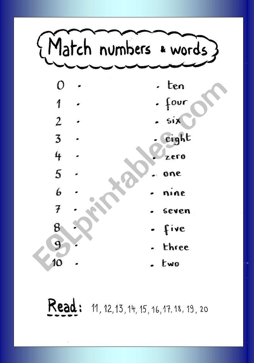 HMWS - Match Numbers and Words (0-10)