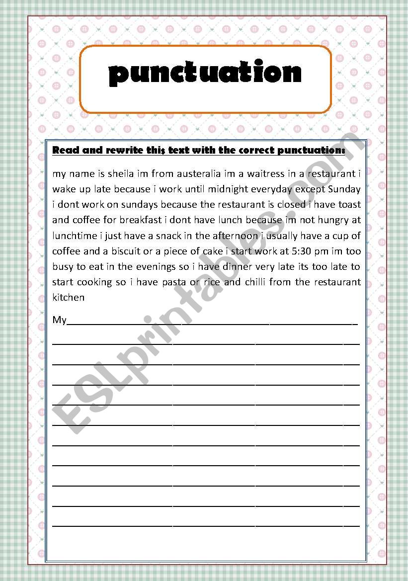 punctuation worksheet