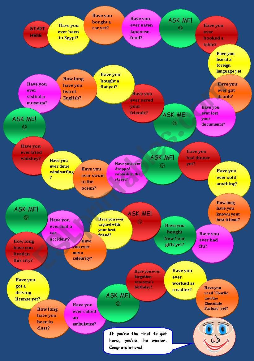 PRESENT PERFECT board game worksheet