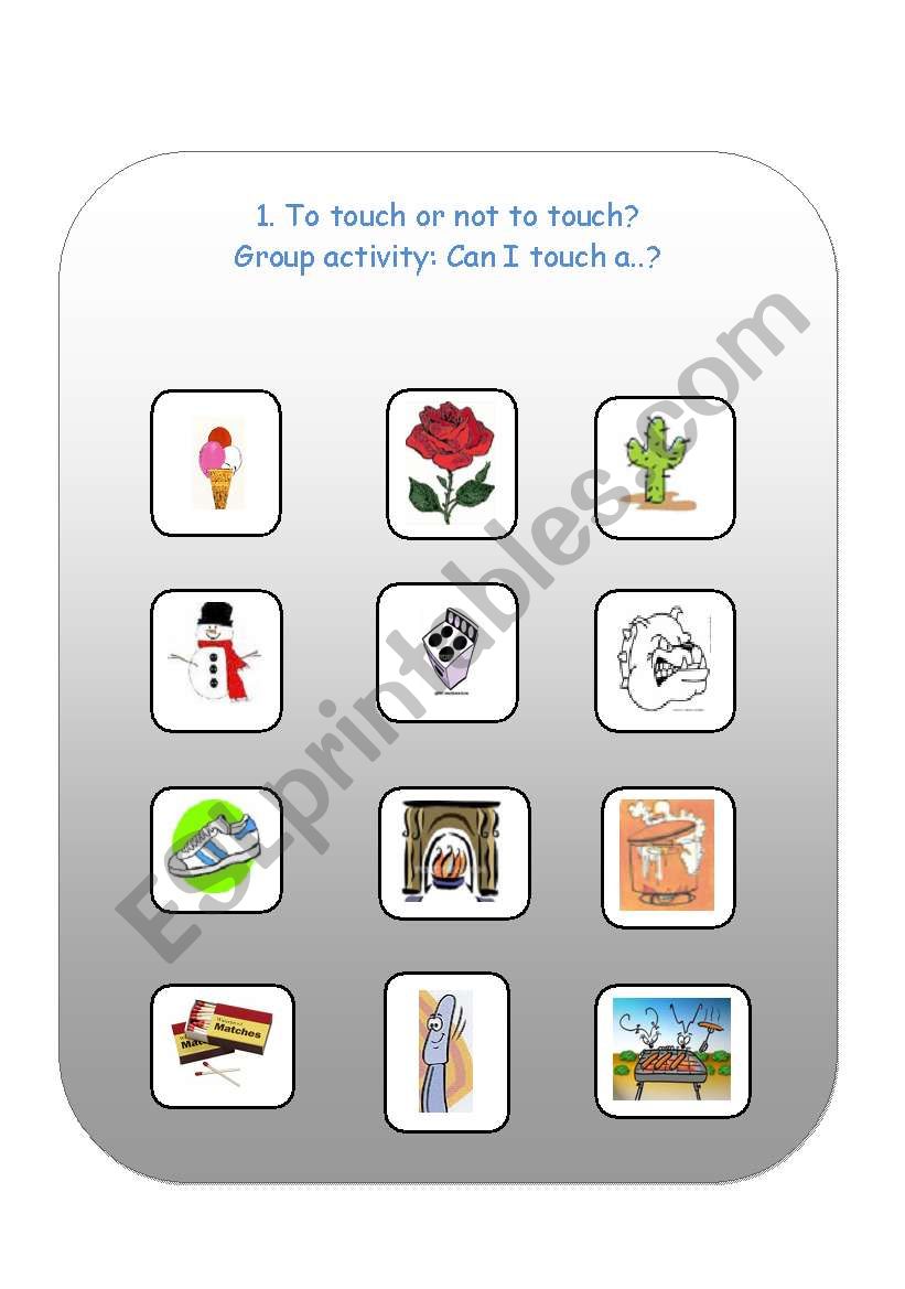 To touch or not to touch? worksheet