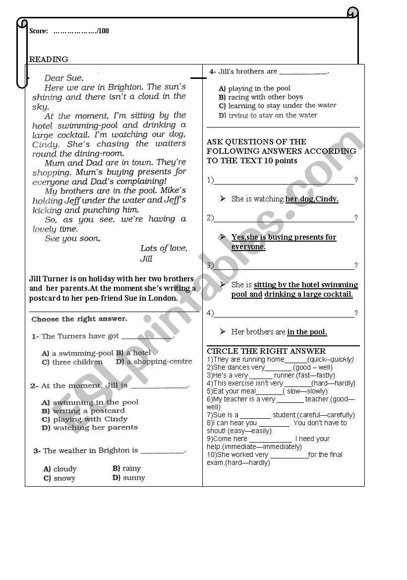 quiz worksheet