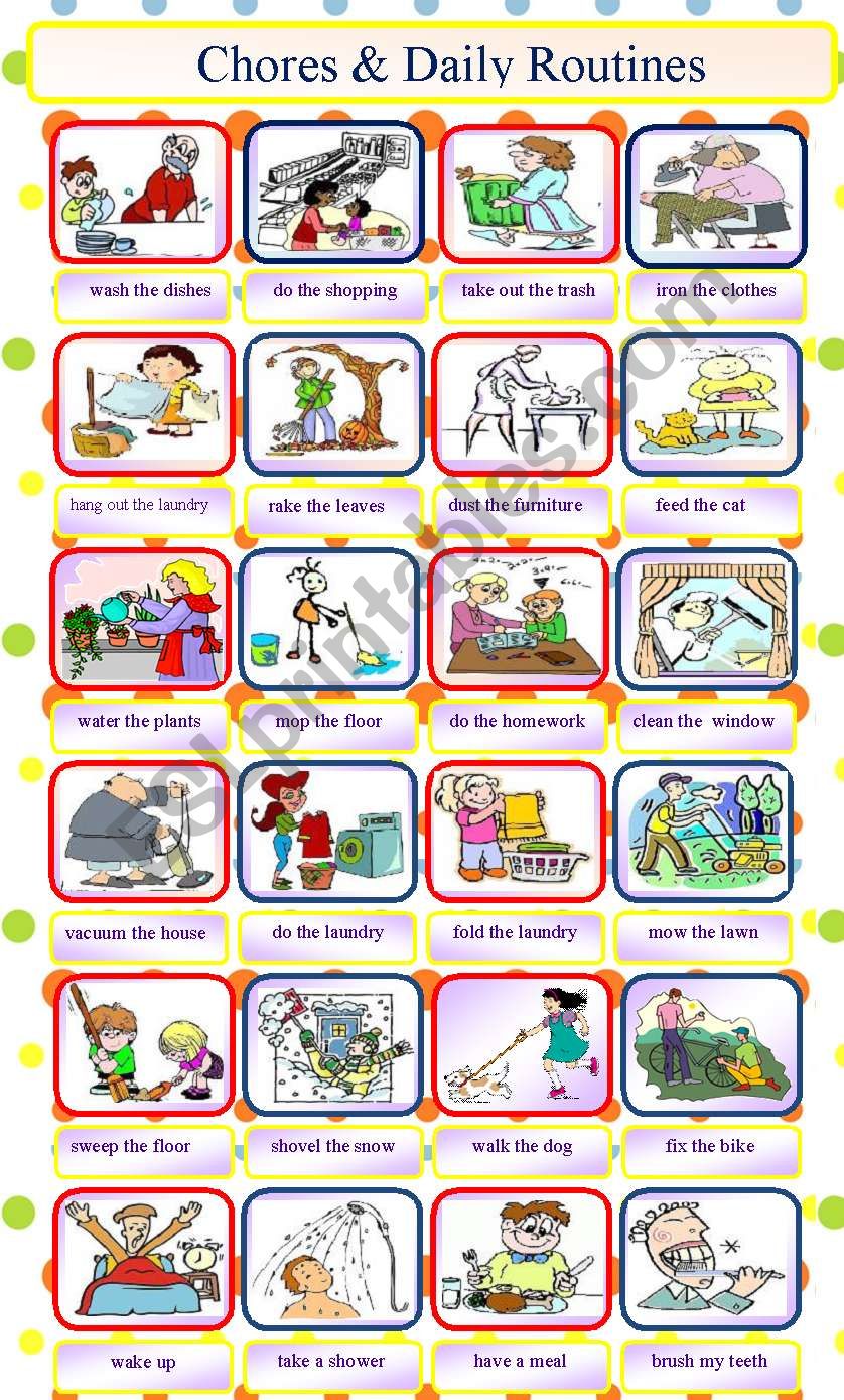 Chores and daily routines worksheet