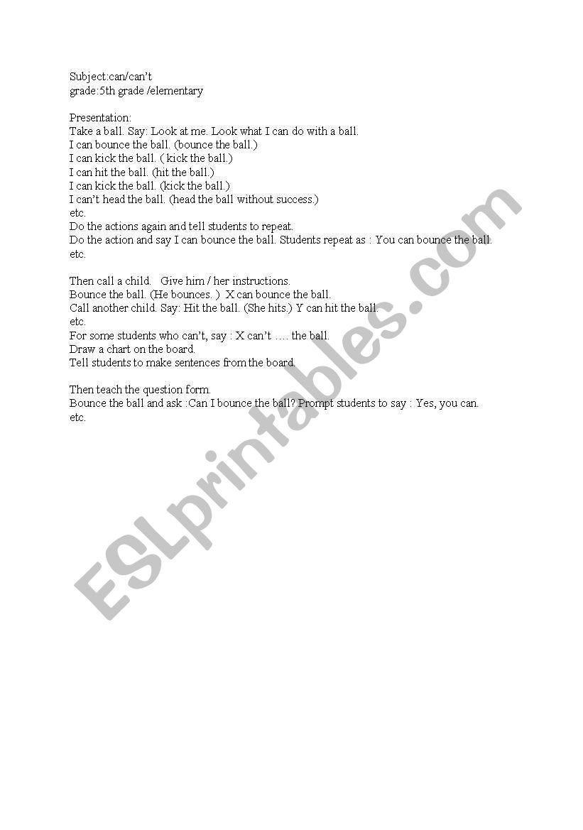 the verb can worksheet