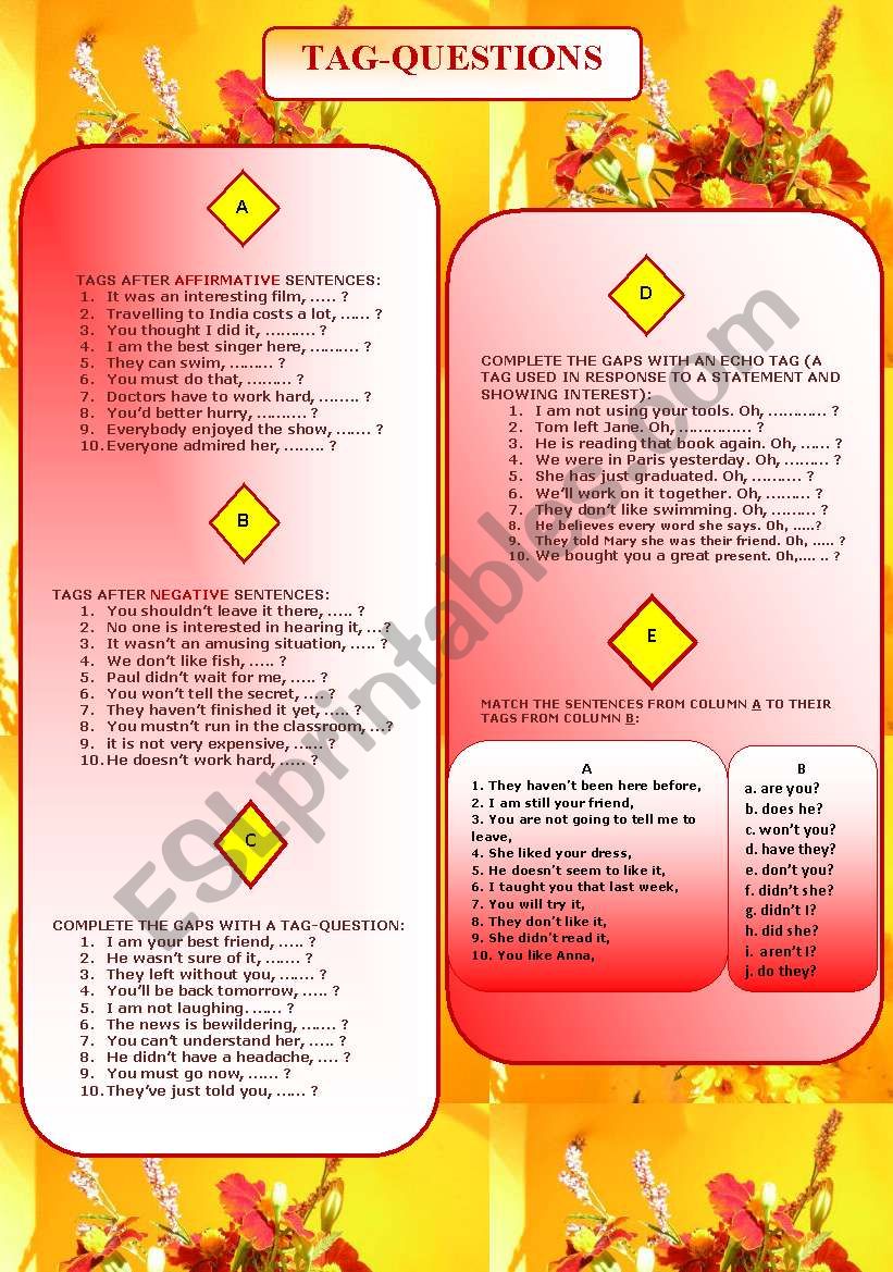 Tag-questions worksheet