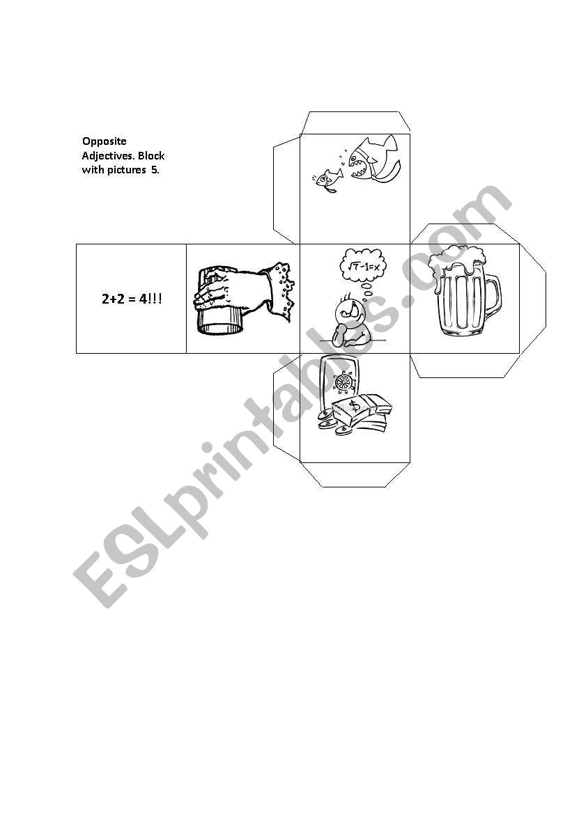 Opposite Adjectives Blocks with Pictures & Words 5-6