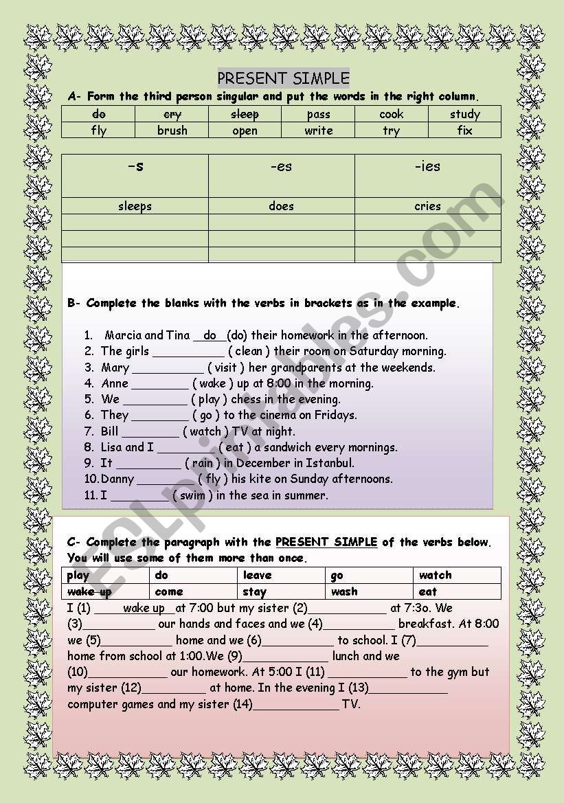 Present Simple worksheet