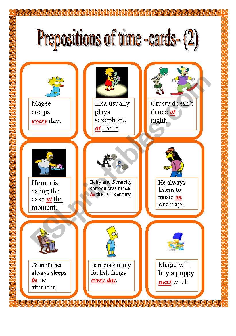 Preposition of Time part 2 worksheet