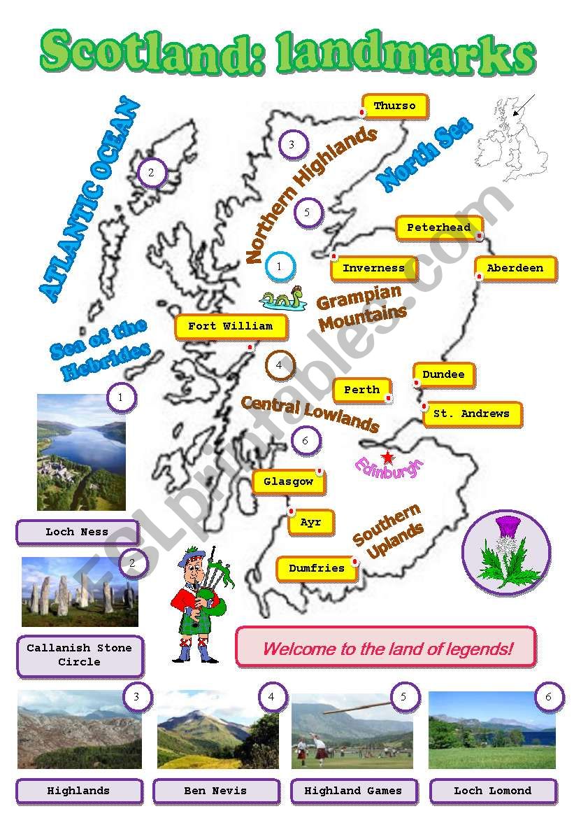 Scotland: landmarks worksheet