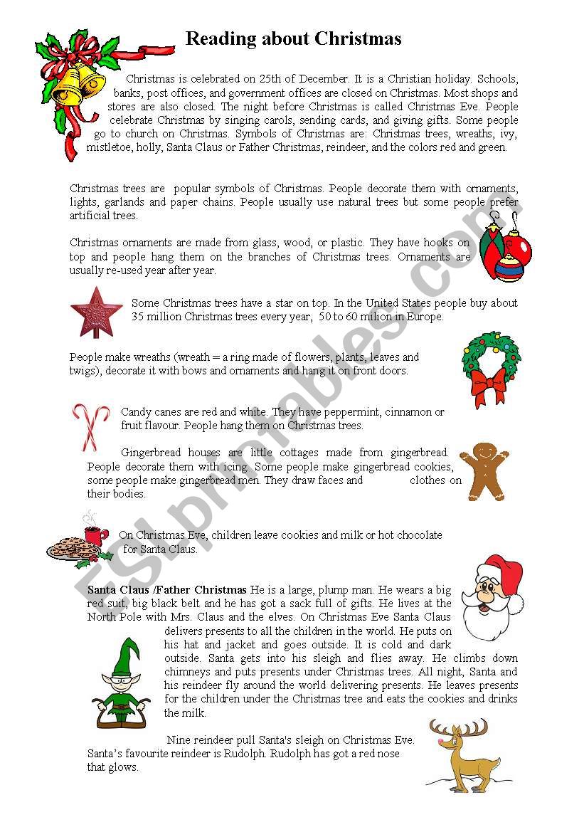 Christmas reading worksheet