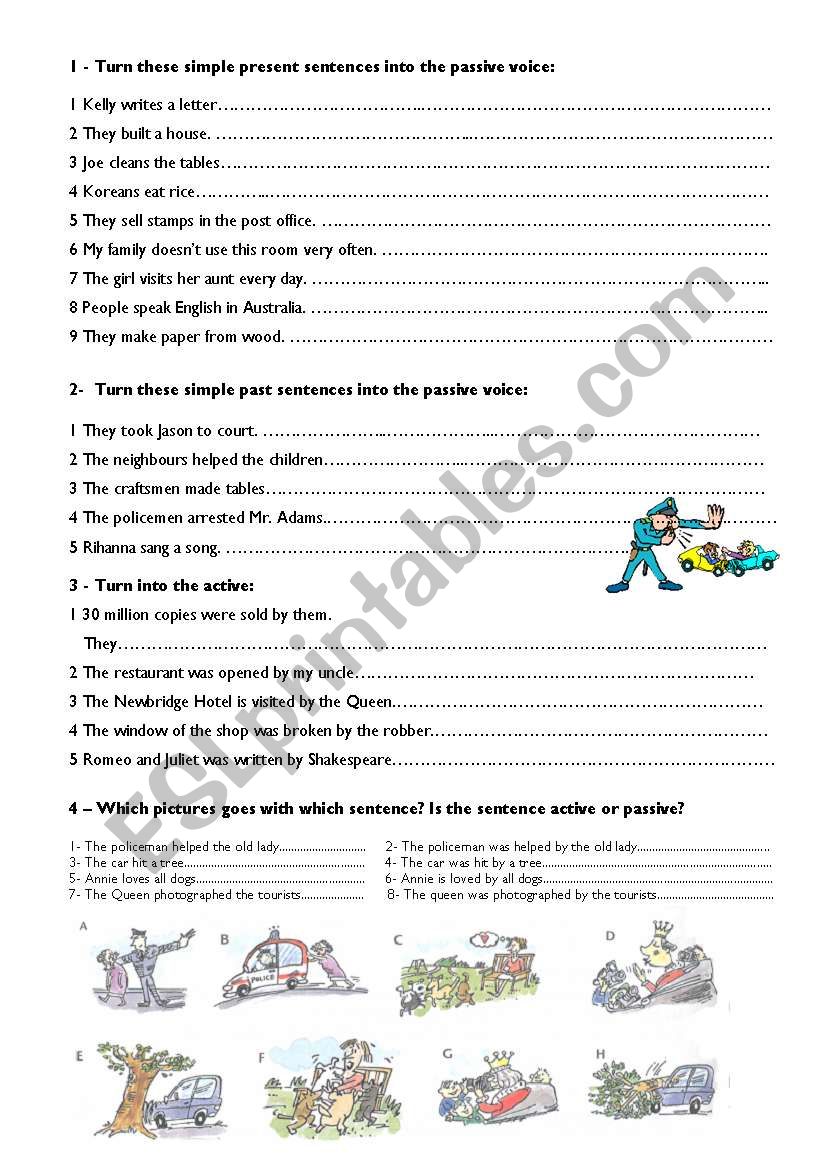Elementary passive voice worksheet