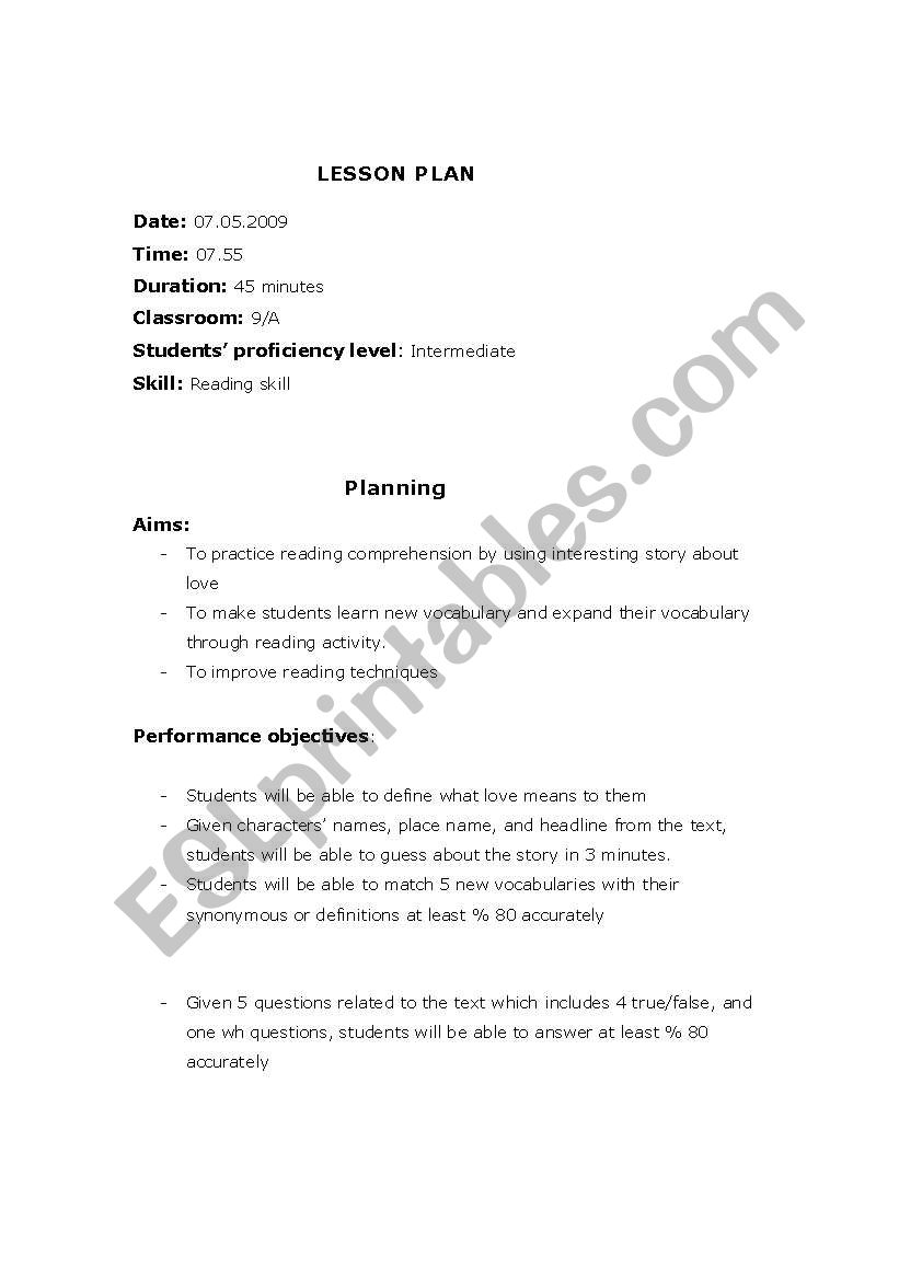 lesson plan worksheet