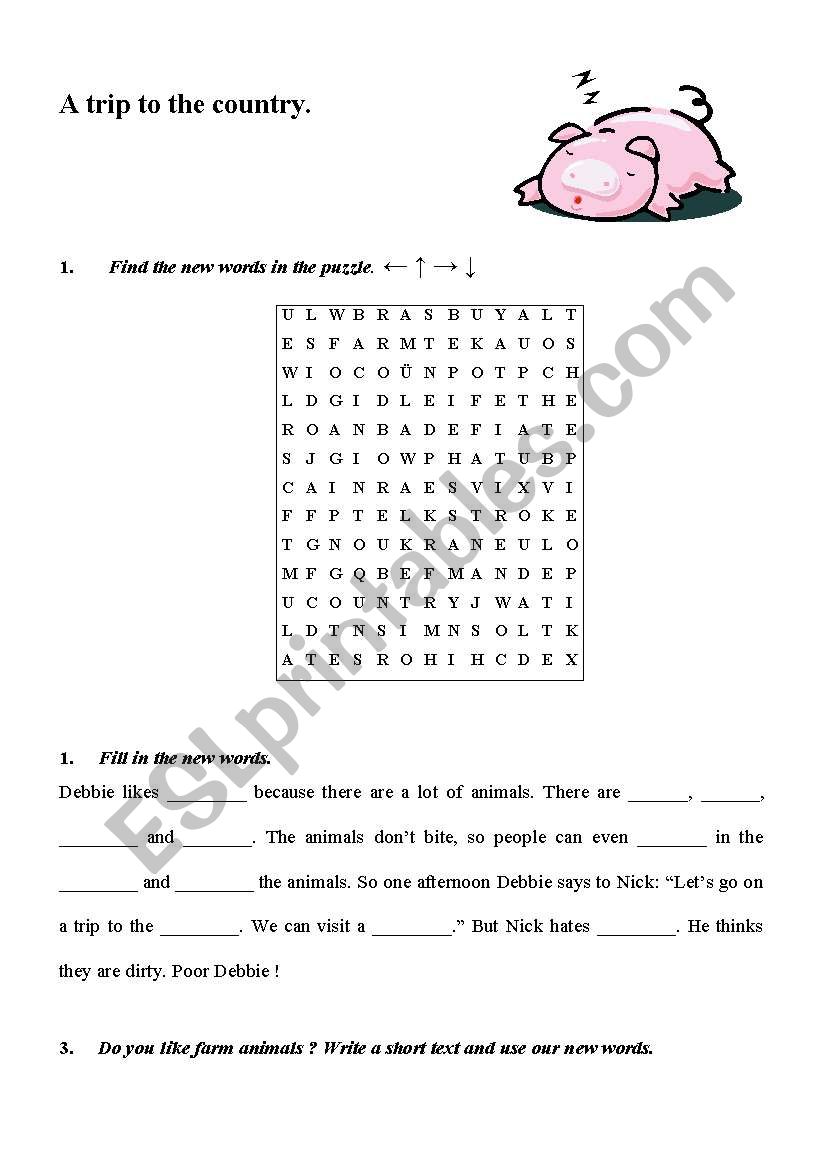 A trip to the country worksheet