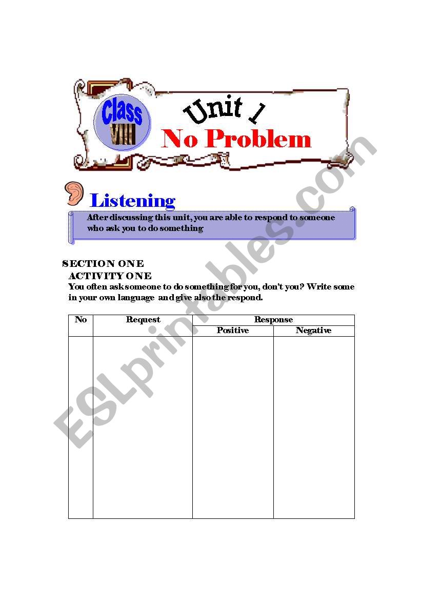 no problem worksheet