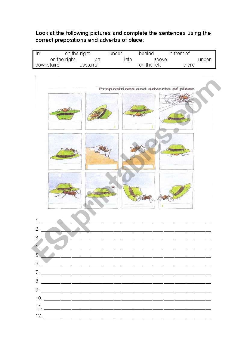 Prepositions of place worksheet