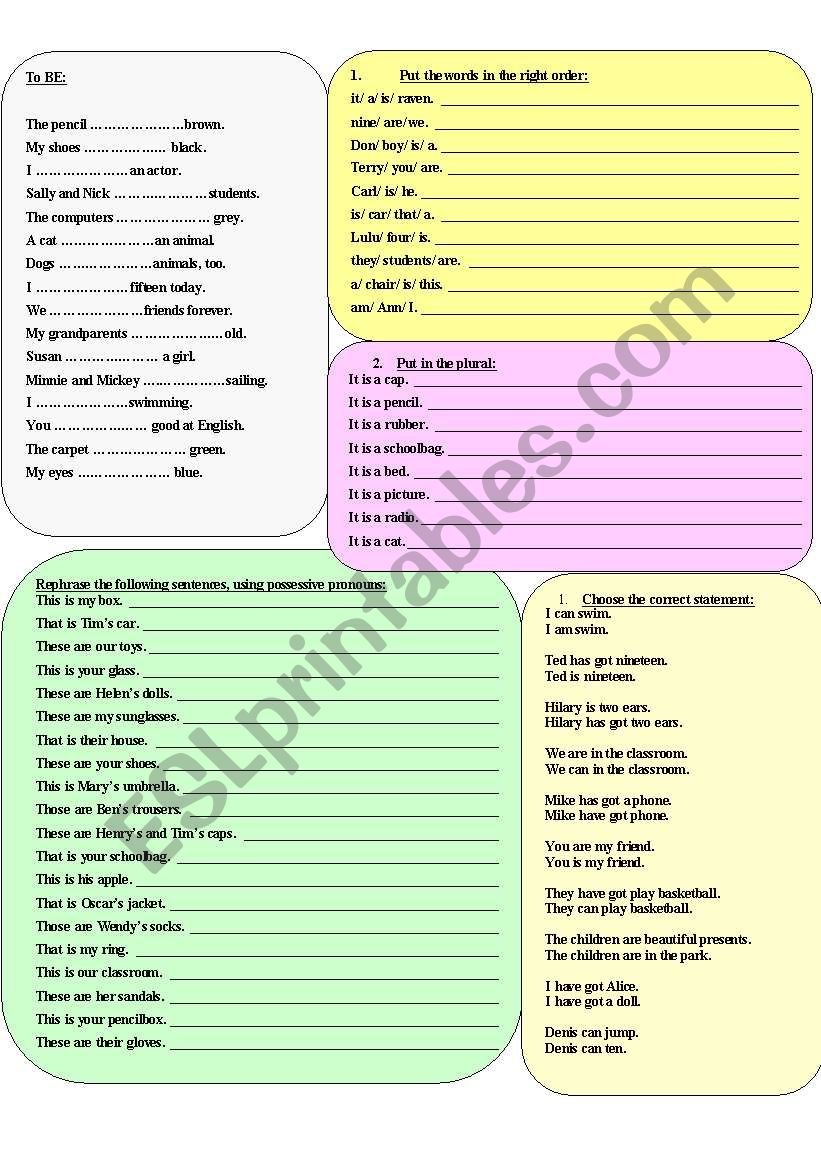 Beginner practice worksheet