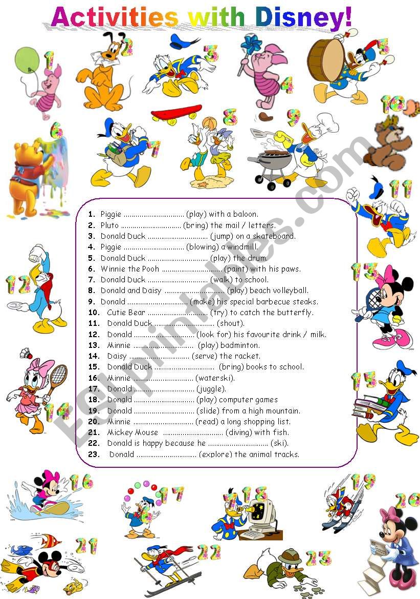 ACTIVITIES WITH DISNEY CHARACTERS - FULLY EDITABLE! :)