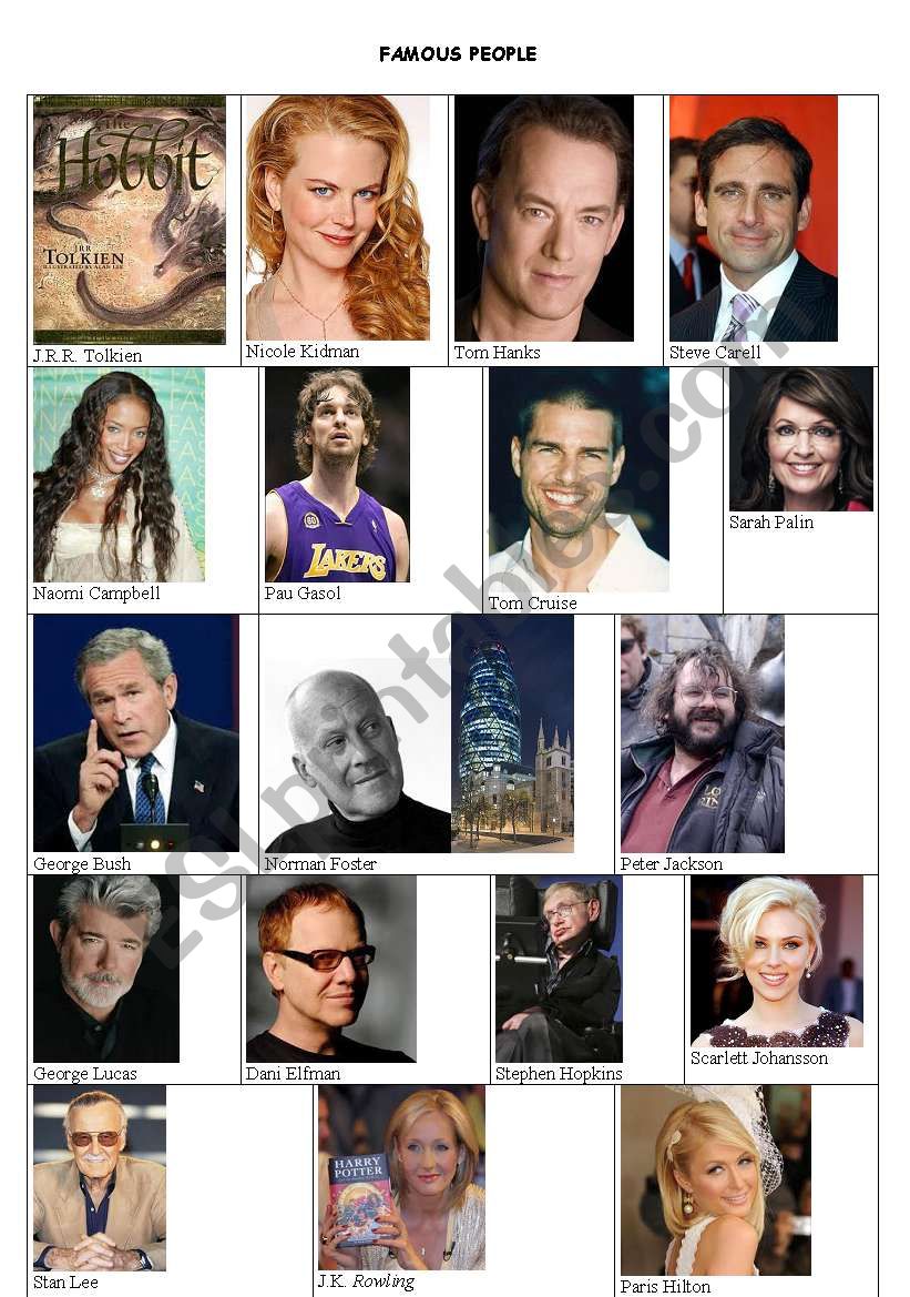 famous people worksheet