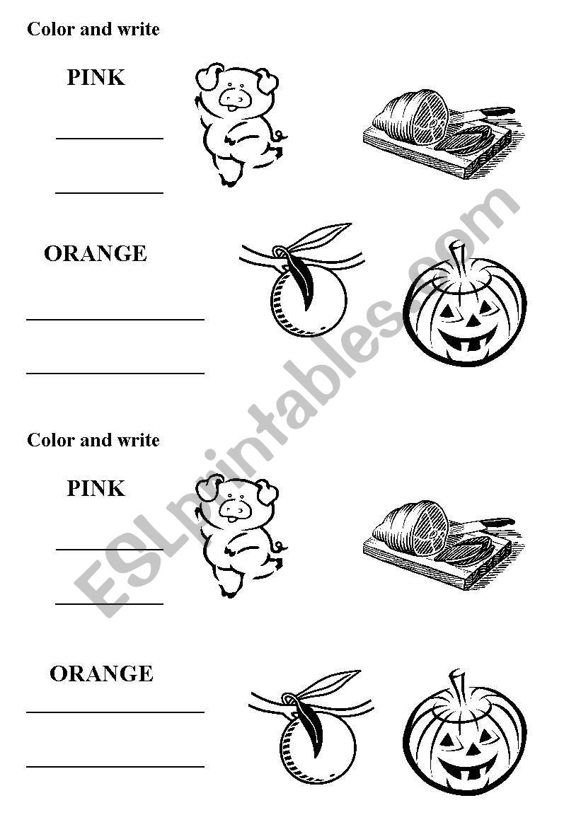 pink and orange colors worksheet