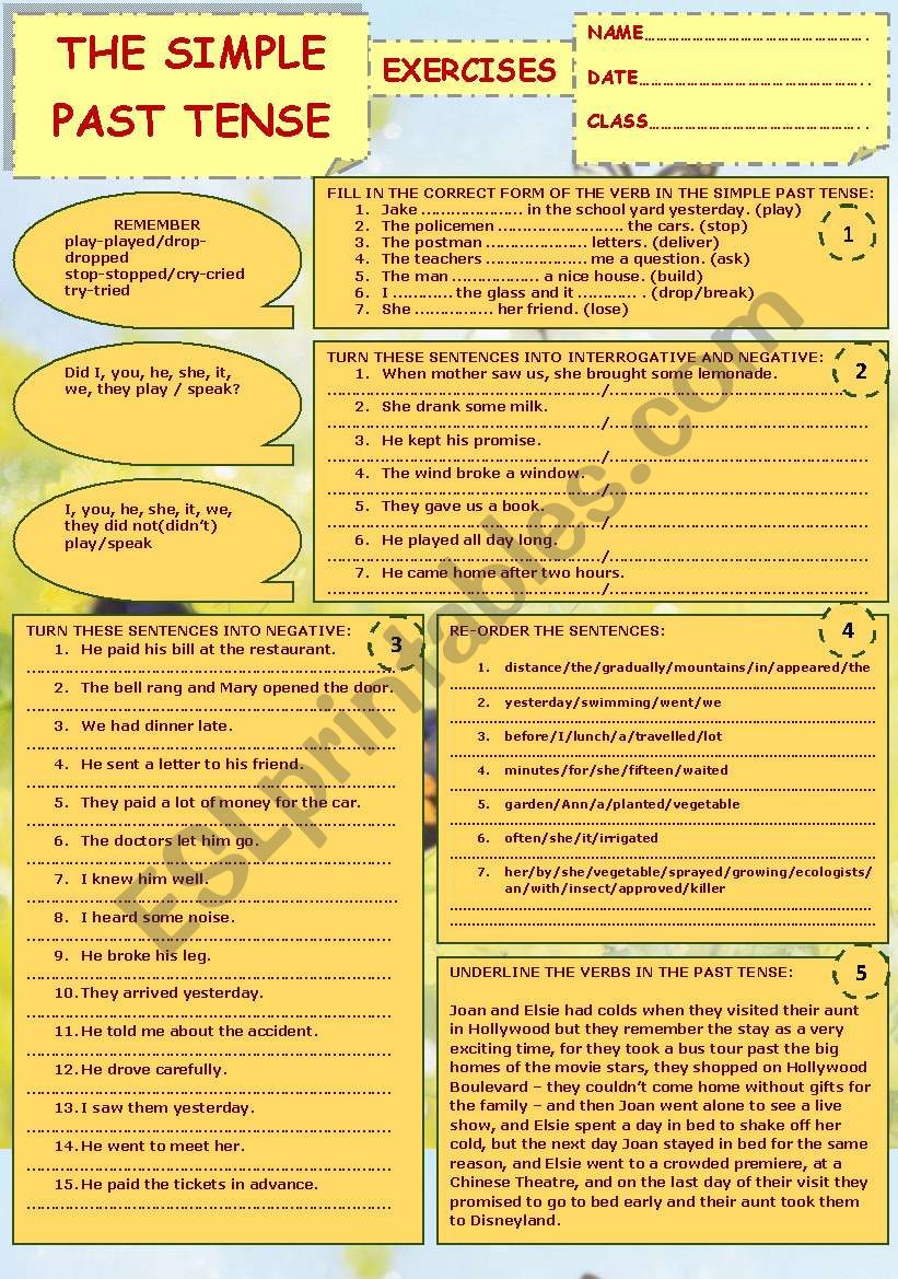 Past Tense Simple worksheet