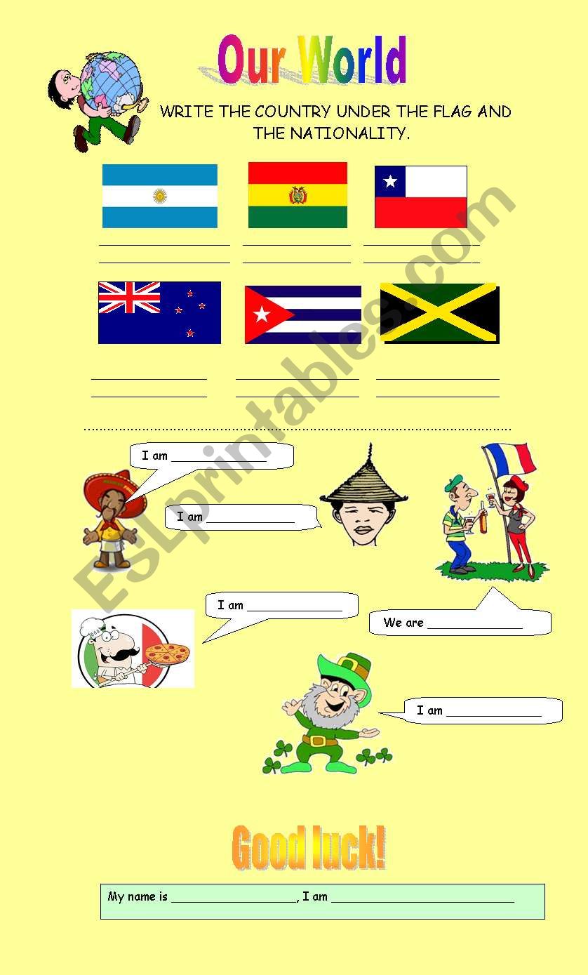 Our World worksheet