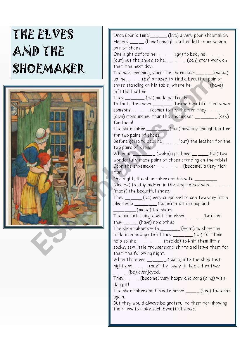 the elves and the shoemaker worksheet