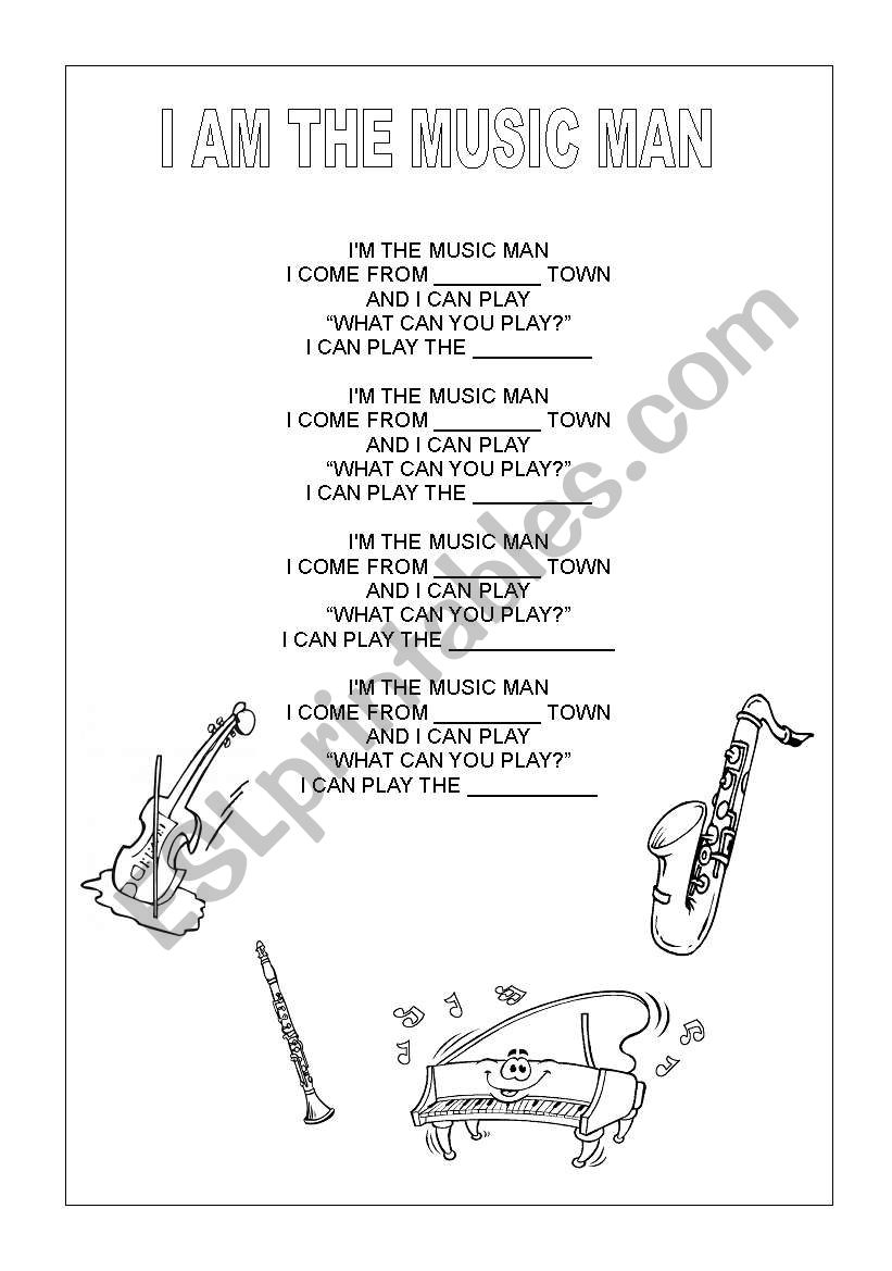 I AM THE MUSIC MAN worksheet