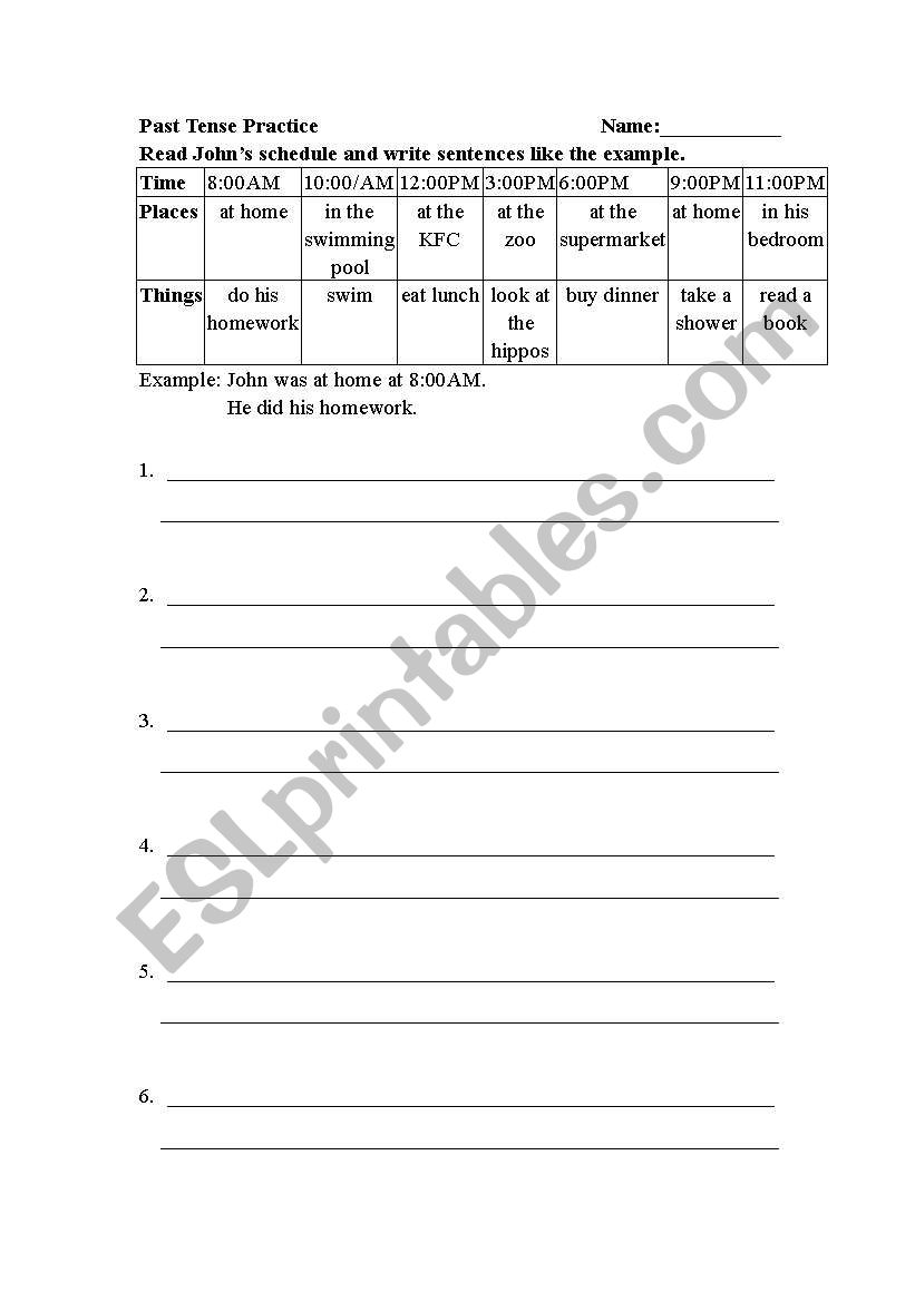 Past Tense Practice   worksheet