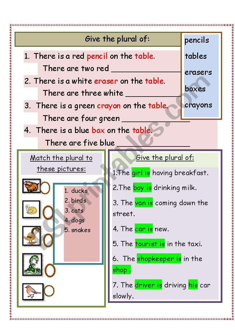 Give the plural of worksheet