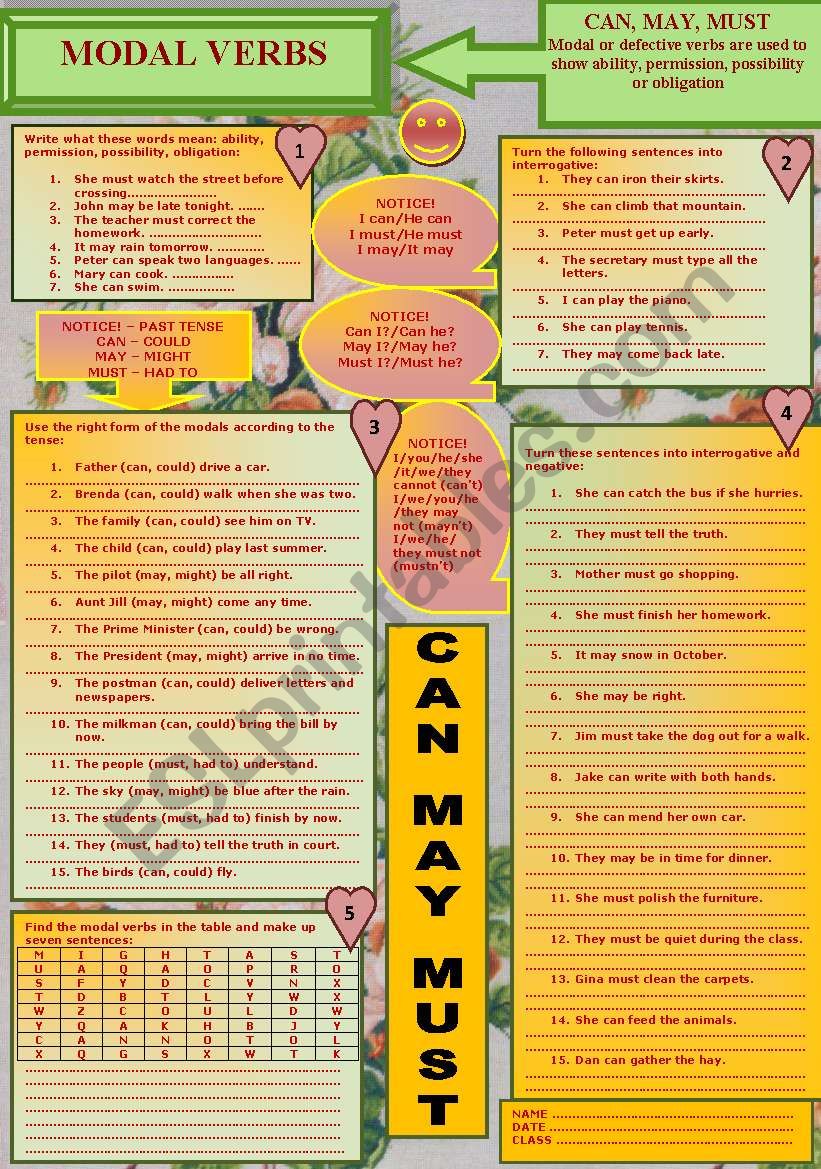 Modal Verbs worksheet