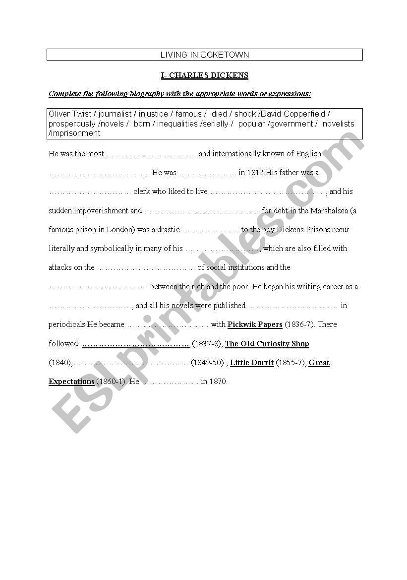Dickens worksheet