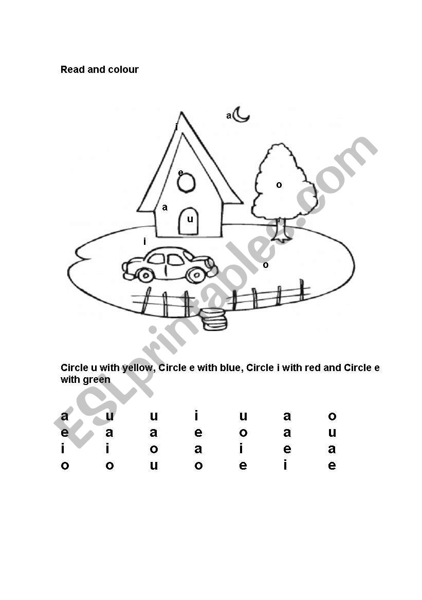 coloring vowels worksheet