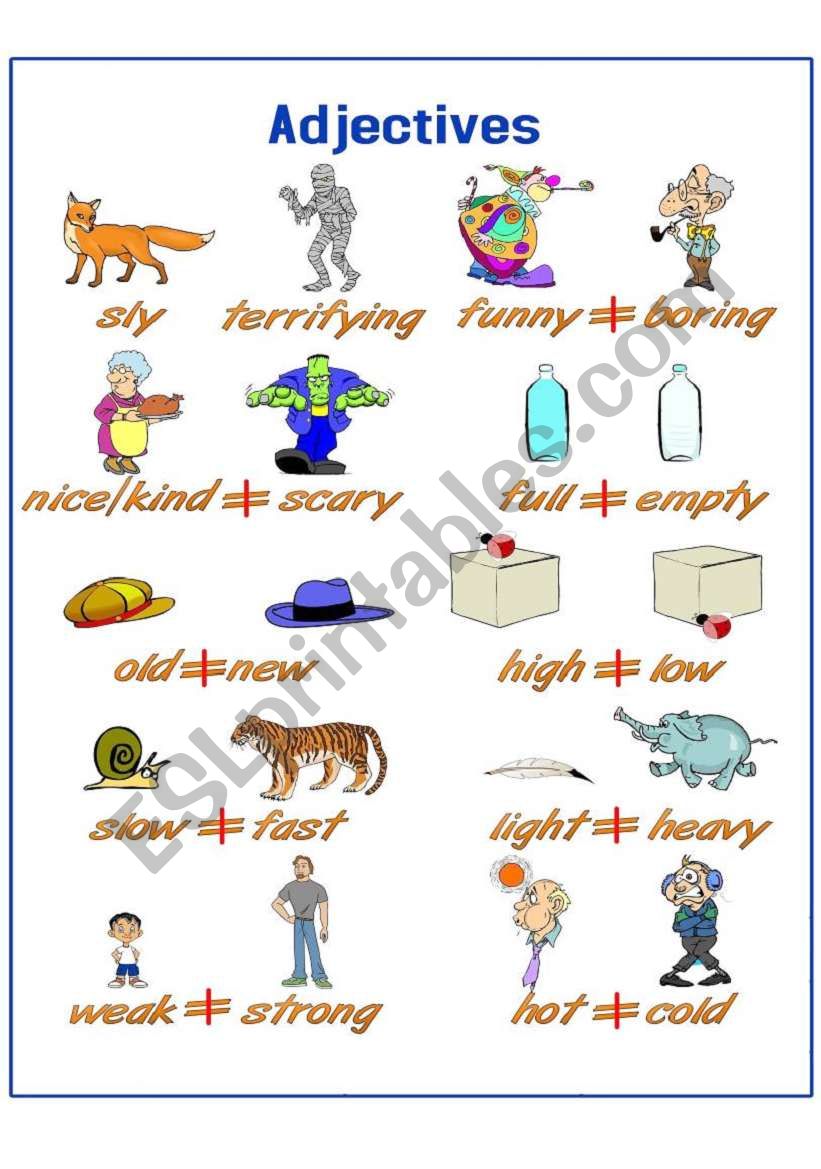 Adjectives- Opposites (2/3) worksheet