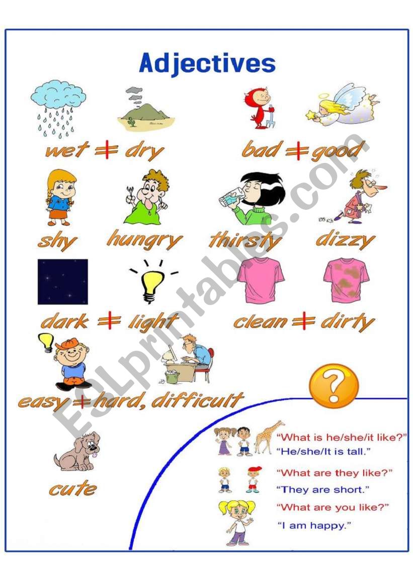 Adjectives- Opposites (3/3) worksheet