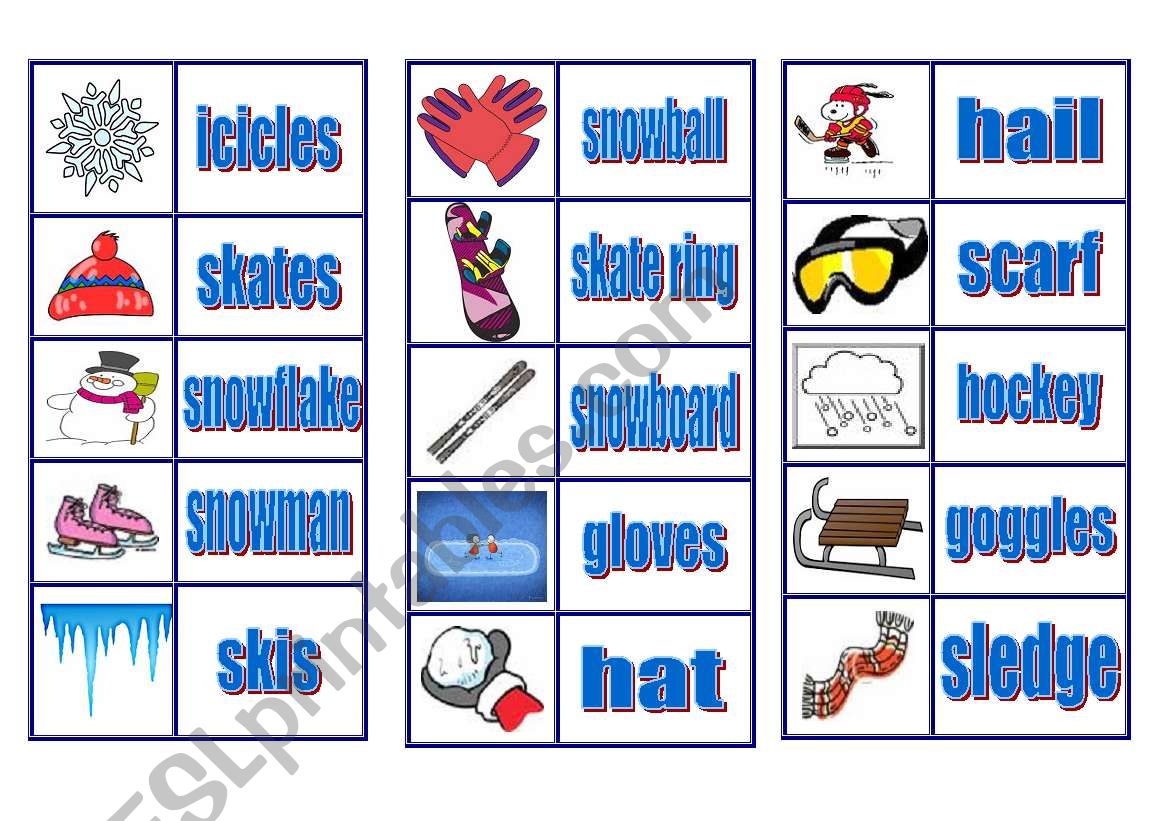 WINTER VOCABULARY -DOMINO worksheet