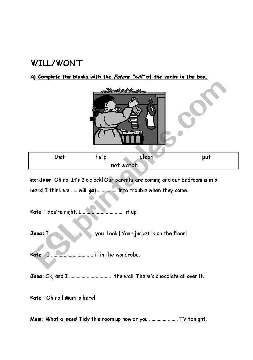 will-wont worksheet